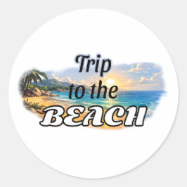 Reise zum Strand Tropisches Sonnenuntergangs-Escap Runder Aufkleber