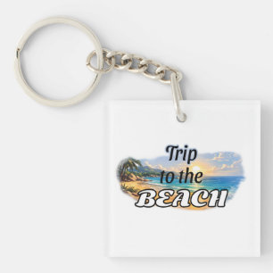 Reise zum Strand Tropisches Sonnenuntergangs-Escap Schlüsselanhänger
