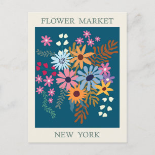 Reise zum Vintage-Blumenmarkt in New York City Postkarte