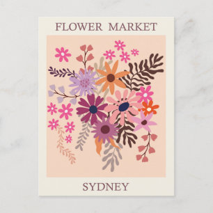 Reise zum Vintage-Blumenmarkt in Sydney, Australie Postkarte
