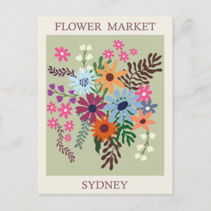 Reise zum Vintage-Blumenmarkt in Sydney, Australie Postkarte