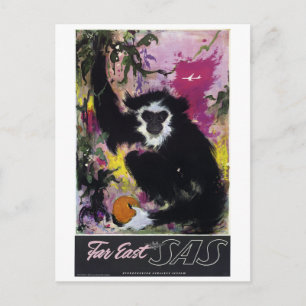 Reise zum Vintage-Far-East-Gibbon-Affen Postkarte