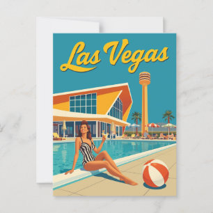 Reise zum Vintage-Las-Vegas-Mid-Century-Pin-Up-Poo Postkarte