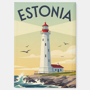 Reise zum Vintage-Leuchtturm in Estland Magnet