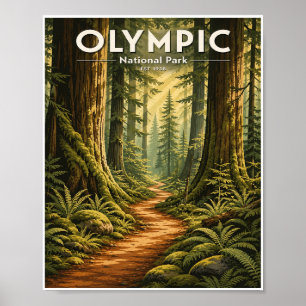 Reise zum Vintage Olympic National Park Poster