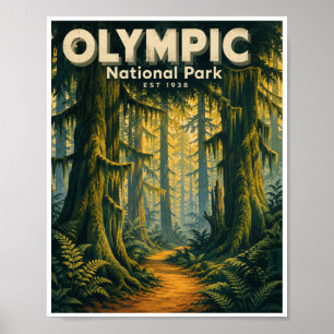 Reise zum Vintage Olympic National Park Poster