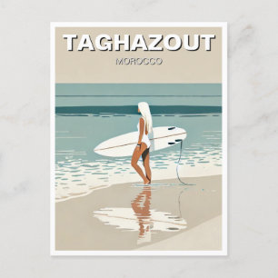 Reise zum Vintage-Surfen in Taghazout Surfer Girl Postkarte