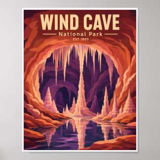 Reise zum Wind Cave National Park im Vintage-Stil Poster