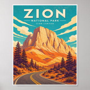 Reise zum Zion National Park im Vintage-Stil Poster