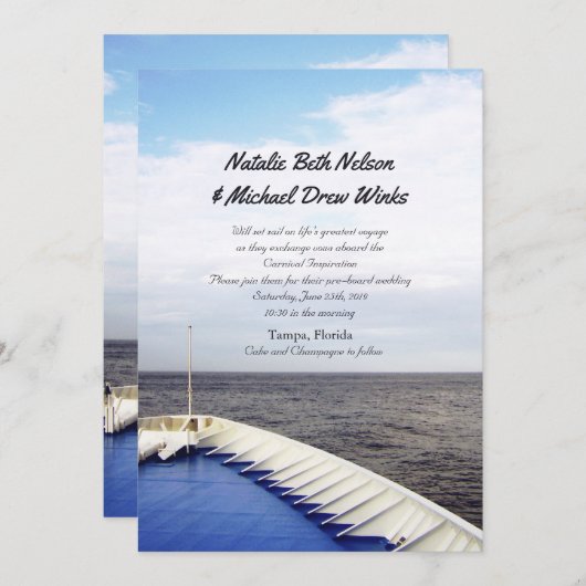 © Reise zur Liebe | Kreuzfahrtschiff Hochzeit Einladung (Vorne/Hinten)