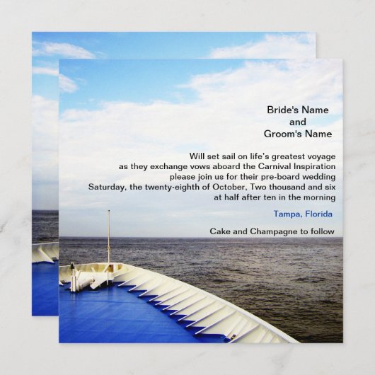 Reise zur Liebe | Kreuzfahrtschiff/Hochzeit in Url Einladung (Vorne/Hinten)