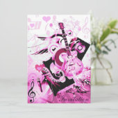 Reise zur Musik-Pink_ Einladung (Stehend Vorderseite)