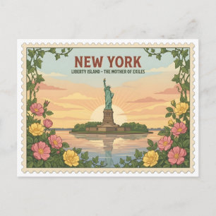 Reise zur Statue of Liberty auf Liberty Island in  Postkarte