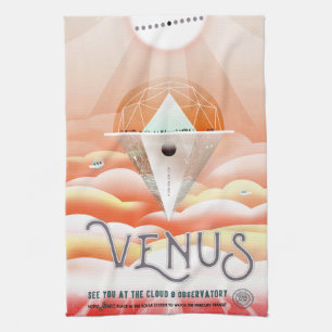 Reise zur Venus im Vintage-Stil Geschirrtuch