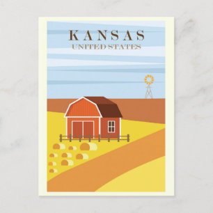 Reise zur Vintage-Farm in Kansas Postkarte