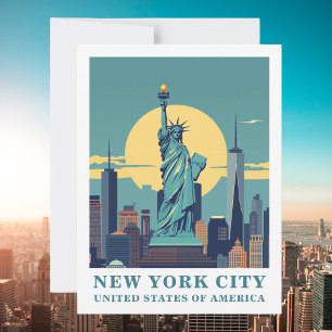 Reise zur Vintage-Statue of Liberty in New York Ci Postkarte