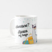 Reiseabenteuer auf Hochtouren Funny Alpaca Kaffeetasse (Vorderseite Links)