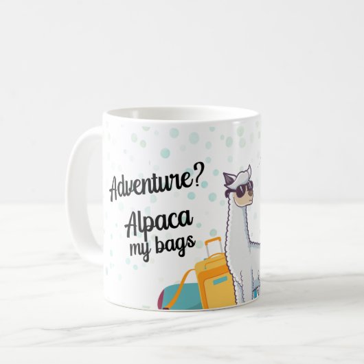 Reiseabenteuer auf Hochtouren Funny Alpaca Kaffeetasse (Vorderseite Links)