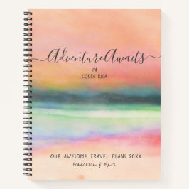 Reiseabenteuer Couple Pink Watercolor Custom Notizblock