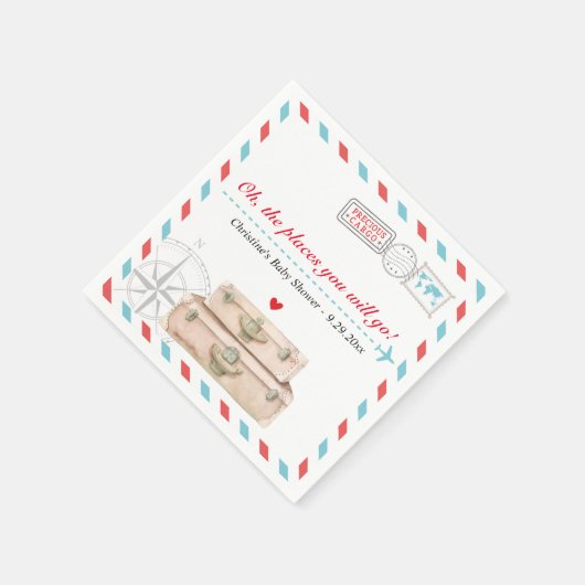 Reiseabenteuer Flugzeug Babydusche Napkins Serviette (Ecke)