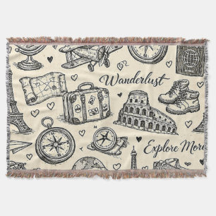 Reiseabenteuer im Vintage-Stil Nahtloses Muster Decke