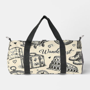 Reiseabenteuer im Vintage-Stil Nahtloses Muster Duffle Bag