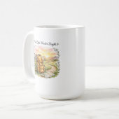 Reiseabenteuer-Zitat 'Pack Light Wander Bright' Kaffeetasse (Vorderseite Links)