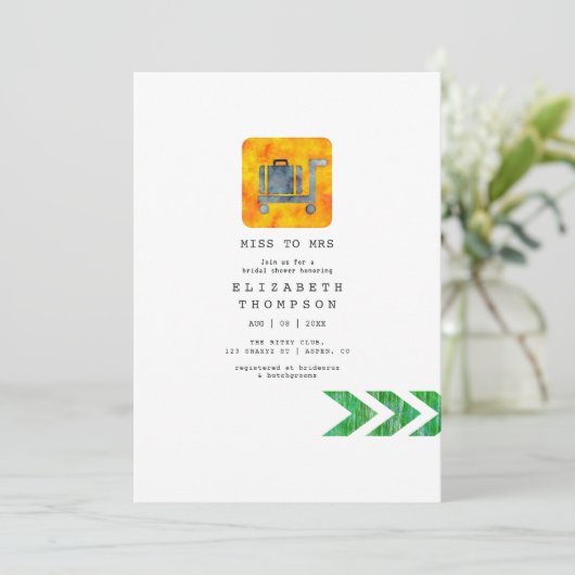 Reiseabenteuerausweis Miss - Mrs. Brautparty Einladung (Stehend Vorderseite)