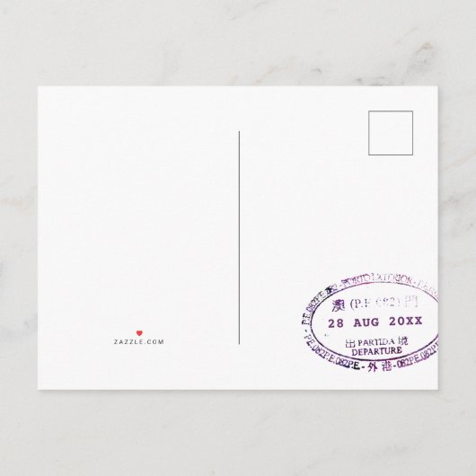 Reiseabenteuerpass Hochzeit Sichern des Datums Ankündigungspostkarte (Rückseite)