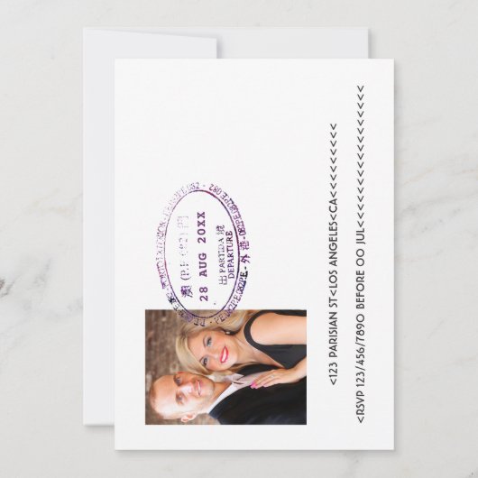 Reiseabenteuerpass Hochzeitsfeier Foto Save The Date (Rückseite)