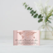 Reiseagentur Earth Globe Rose Blush Glitzer Visitenkarte (Stehend Vorderseite)