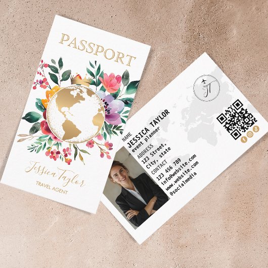 Reiseagentur World Map Boarding Pass Visitenkarte