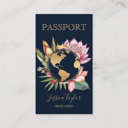 Reiseagentur World Map Boarding Pass Visitenkarte (Vorderseite)