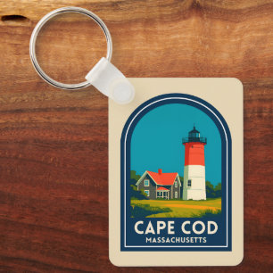 Reiseandenken Cape Cod Nauset Leuchtturm Retro Schlüsselanhänger