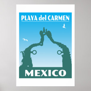Reiseandenken im Vintage-Stil aus Mexiko Playa del Poster
