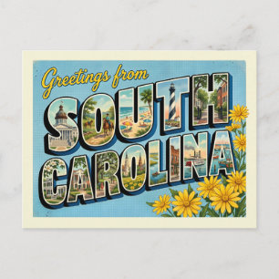 Reiseandenken South Carolina im Vintage-Stil Postkarte