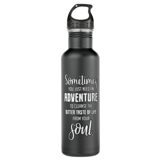 Reiseangebote - Adventure Quote Edelstahlflasche (Vorderseite)