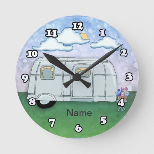 Reiseanhänger runde wanduhr (Vorderseite)