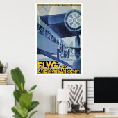 Reiseanzeige für Vintage schwedische Fluggesellsch Poster (Heimbüro)