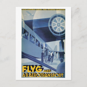 Reiseanzeige für Vintage schwedische Fluggesellsch Postkarte