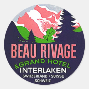 Reiseaufkleber Vintage Interlaken Schweiz Alpen Runder Aufkleber