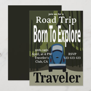 Reiseaufruf - Born To Explore Road Trip Einladung