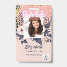 REISEAUSWEIS Foto ID - Girly Blumen Glitter Trendi