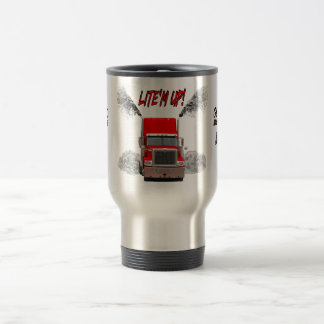 Reisebecher mit "LITE'M UP!" Design
