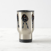 Reisebecher 'Roboterdame mit grünen Augen' (Mittel)