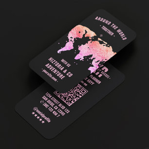 Reiseberater World Tour Agentur Black Pink Bold Visitenkarte