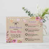 ReiseBrautparty-Blumenglas-rosa Holz Einladung (Stehend Vorderseite)