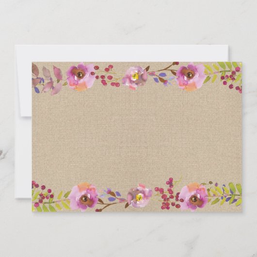 ReiseBrautparty-Blumenglas-rosa Holz Einladung (Rückseite)