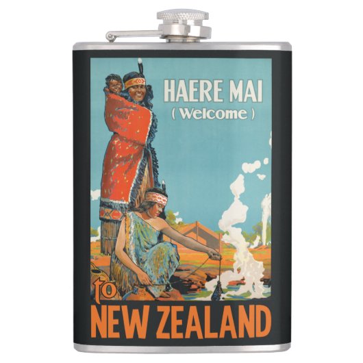 Reisebroschüre Neuseelands Flachmann (Vorderseite)