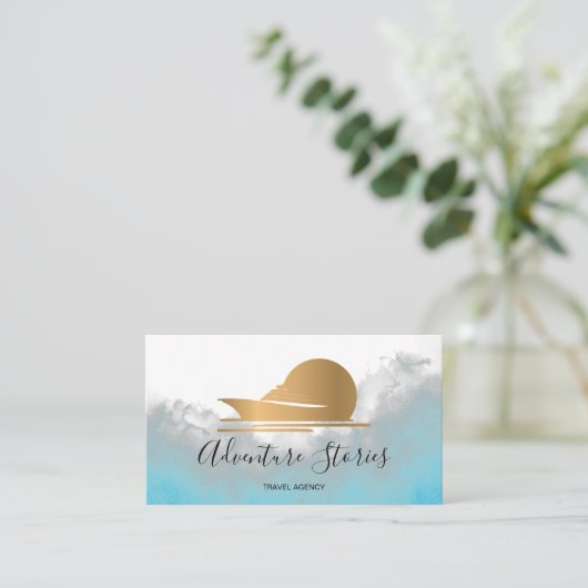 Reisebüro Blog Blue World Map Cruise Visitenkarte (Stehend Vorderseite)